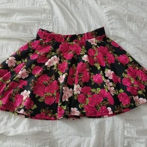 Floral pink black circle skirt